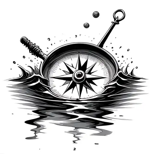 A Compass Falling Into Water And Sending Out Ripples