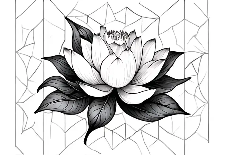 Lotus Flowers Intertwined With Geo Patern