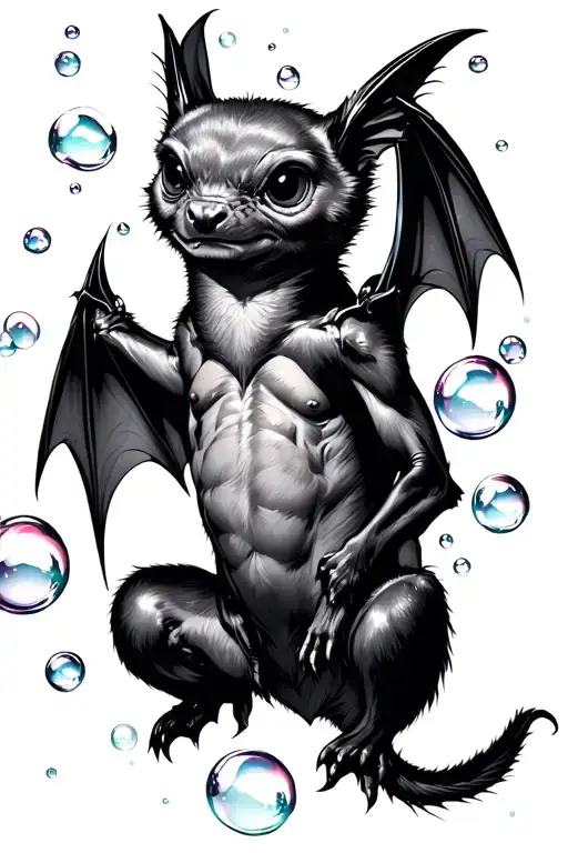 Bat Surrounded By Bubbles