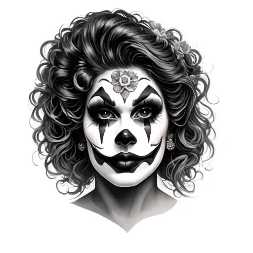 Women's Face With Chicana Clown