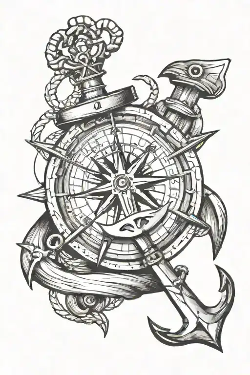 Anchor And Compass Intertwined