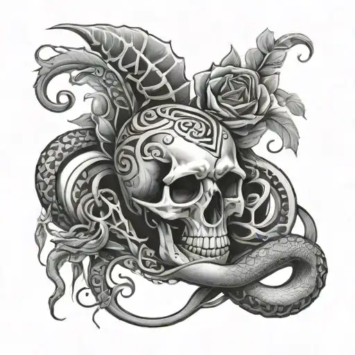 Skull Snake Human Heart