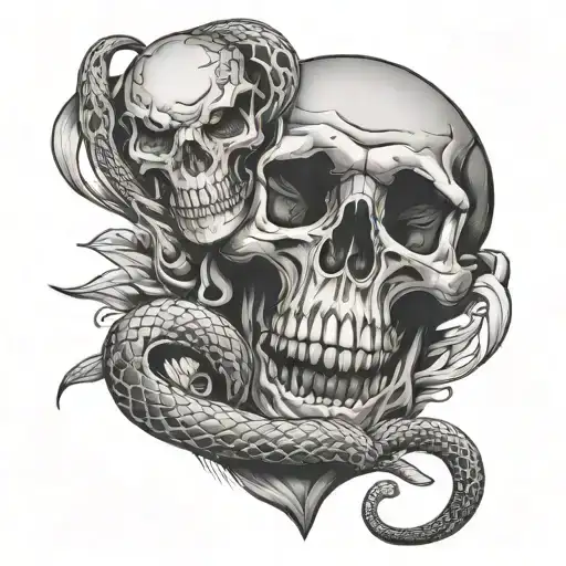 Skull Snake And Heart