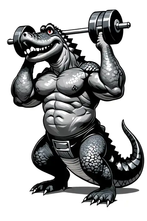 Alligator That Looks Like Popeye Lifting Weights