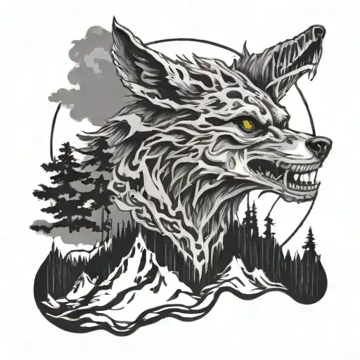 Skull Mountain Smoke Wolf Howling At The Moon