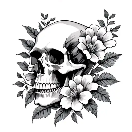 Skull And Flowers
