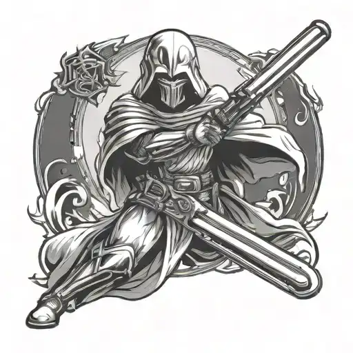 Ghost Hold Lightsaber Crossed With Escalibur