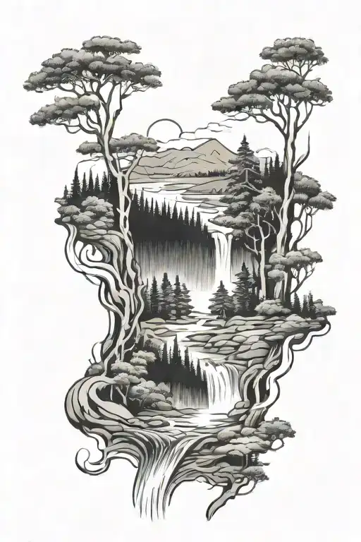 Forrest With River Flowing