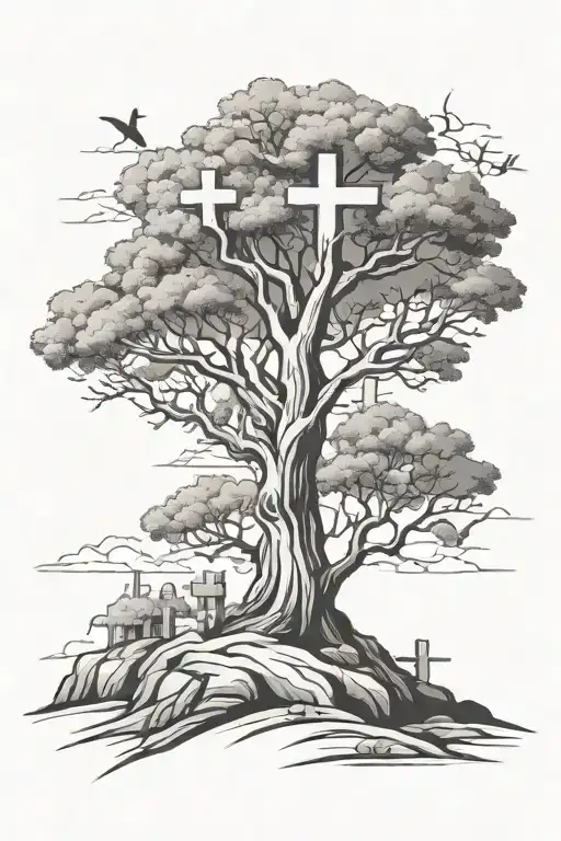 Tree & Crosses Horizontally