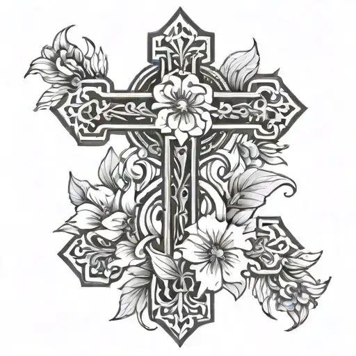 Cross With Flowers Intertwined