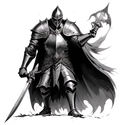 Fallen Middle Age Knight Who Tries To Raise