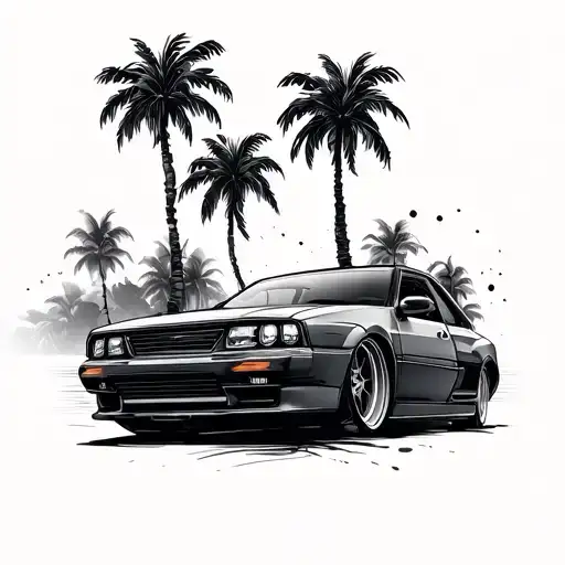 Car Turbo Palm Trees