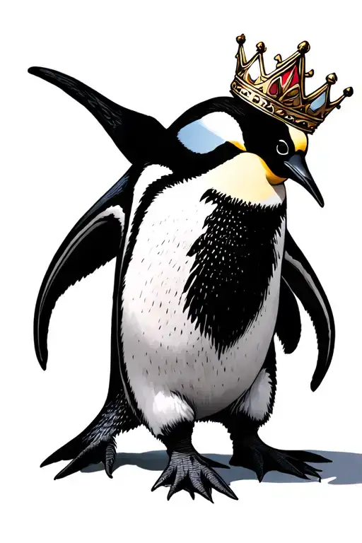 Emperor Penguin With Crown Doing A Strut Walk