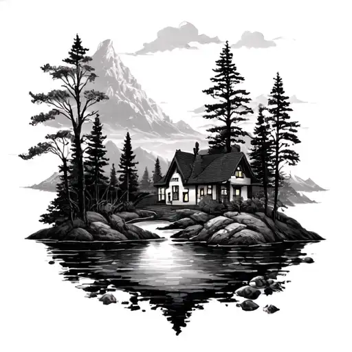 Neo Traditional Landscape With Center Piece