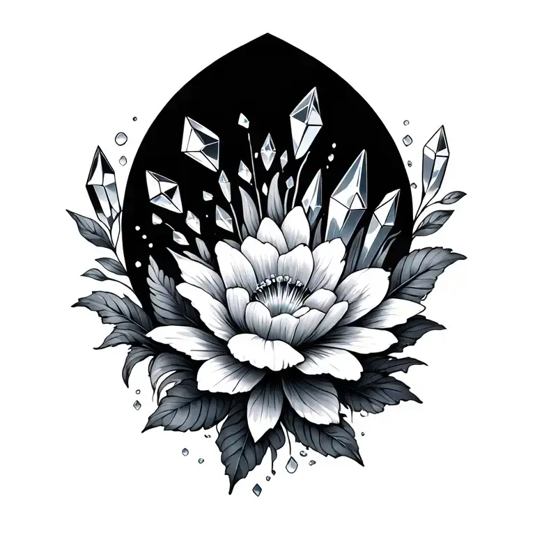 Floral Design With Crystals Growing