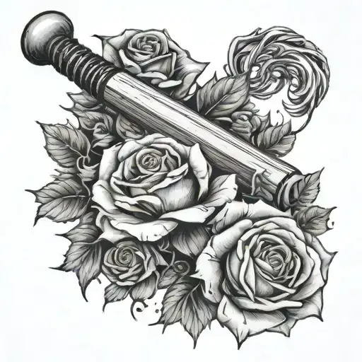 Baseball Bat With Roses Growing