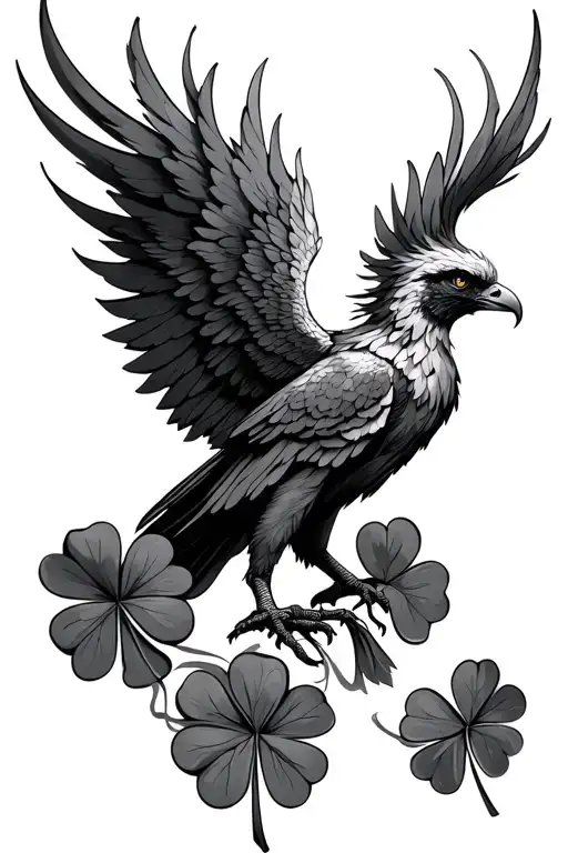 Phoenix Rising With 4 Leaf Clover