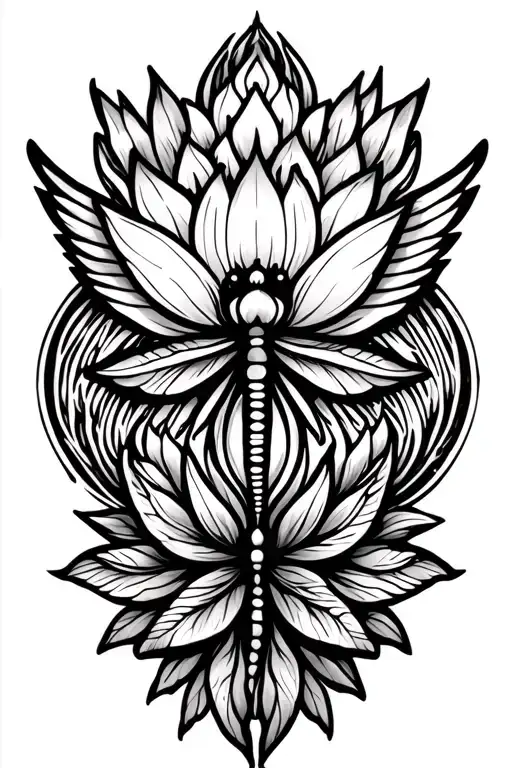 Dragonfly Labrynth Mandala Lotus Flower Growing With Angel Wings