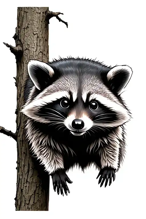 Raccoon Climbing