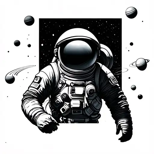 Astronaut With The Planets