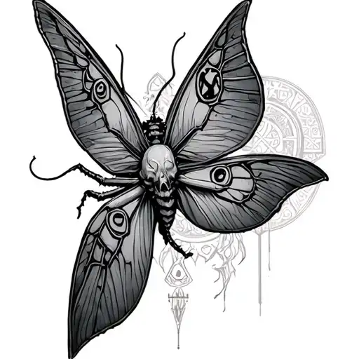 Death Moth With Alchemical Sigil Summoning Souls