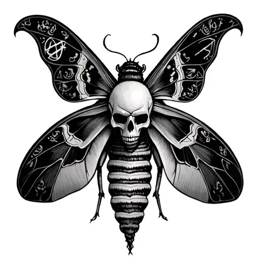Death Moth With Alchemical Sigil Intertwined