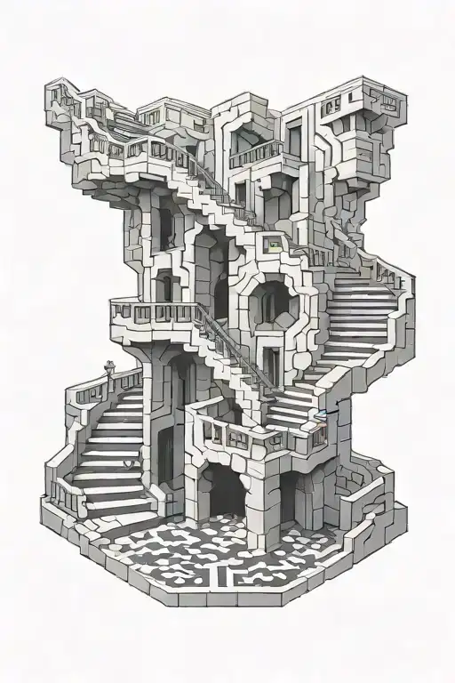 Hexagonal M C Escher Staircase Labrynth