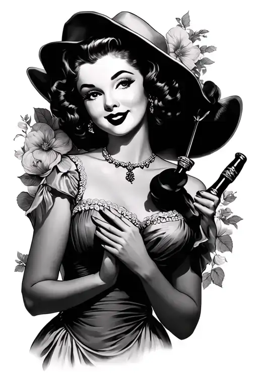 1949S Pinup Holding Dildo