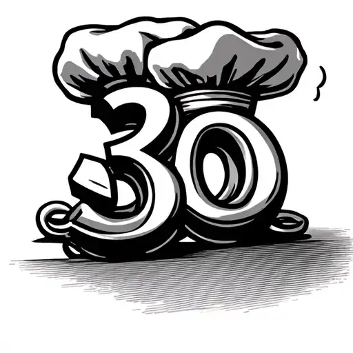 The Number 30 With A Chef Hat Hovering Over It