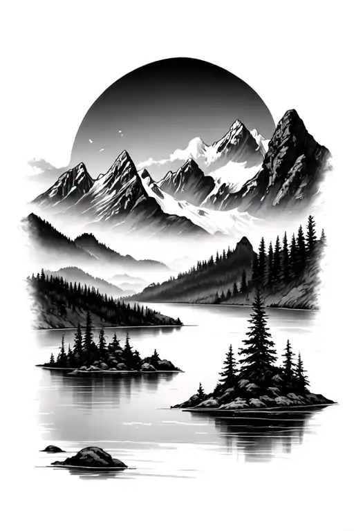 Mountains With Lake Scene