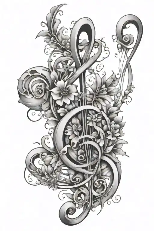 Lilith Flowers With Stem Abstractly Creating A Treble Clef