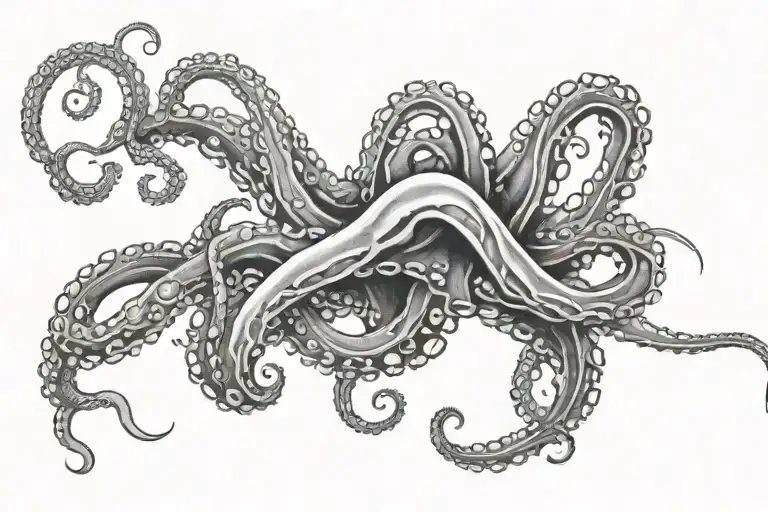 Line Tattoo Across The Chest With Tentacles On The Left Side
