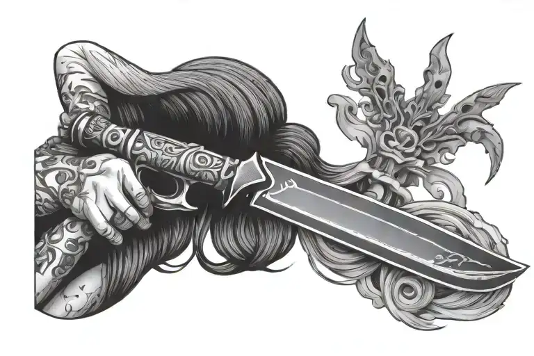 Knife With Girl In Blade