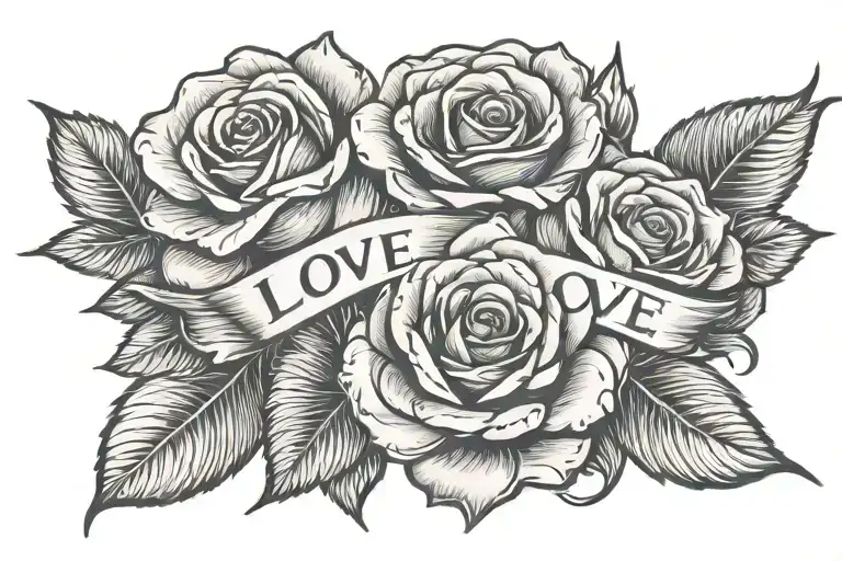Roses With The Word 'Love' Written Across