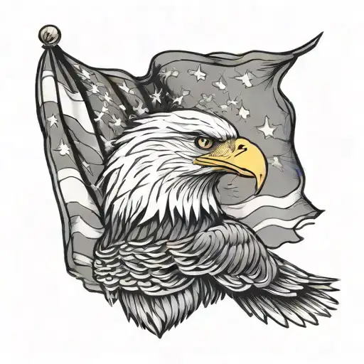 Bald Eagle Carrying American Flag