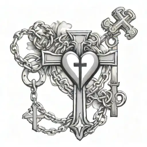 Cross And Heart Chained Down