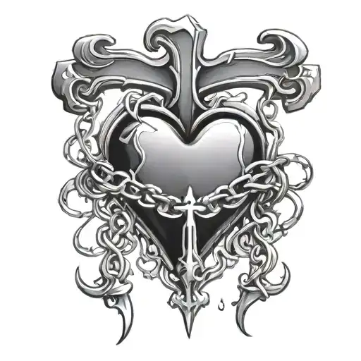Heart Chained Onto A Cross