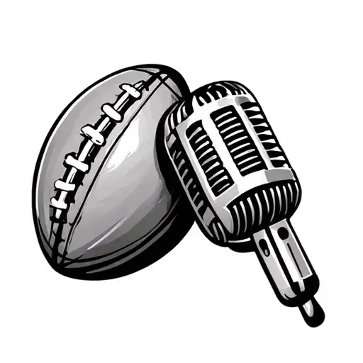 Rugby Ball And Microphone Intertwined Hearts