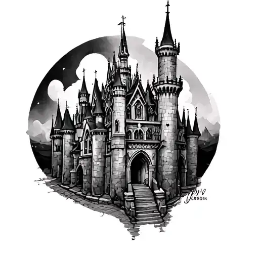 Disney Castle In Gothic Cathedral Tower Style