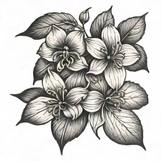 Honey Suckle And Violet With Leaves
