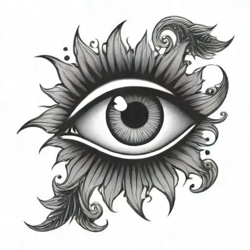 Simple Eye And Sun Half Circle