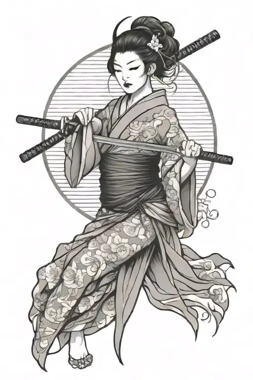 Geisha Holding A Katana