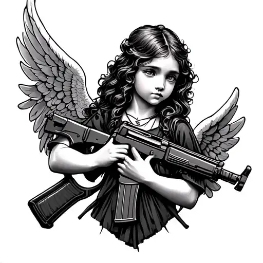 Small Angel Hold Ak47