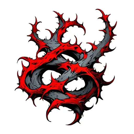 Thorns Wrapping With Red Wave Shapes