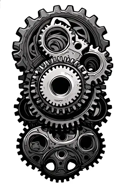 Gears With Western Style Swirls In Back Ground