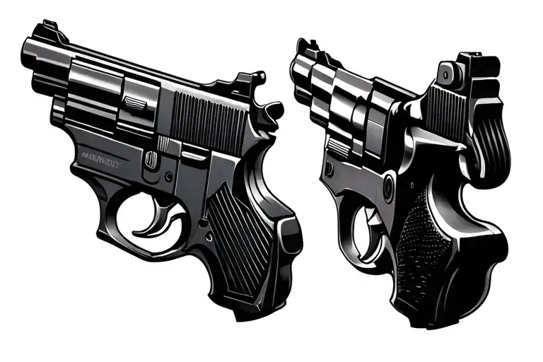 A Chest Tatto With Too Men With Guns