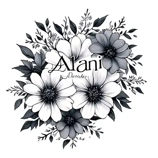 The Name Alani Surrounded By December Birth Flowers