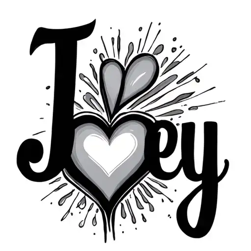 The Name Joey In Cursive With A Heart