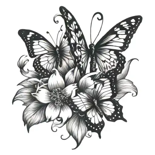 Flower Pedals With Butterflies