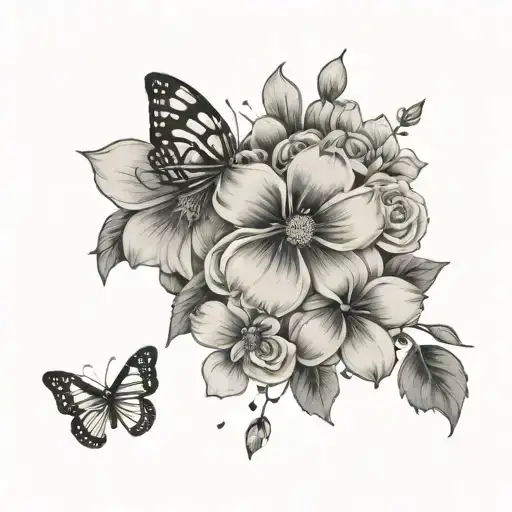 Flower Pedals And Butter Fly